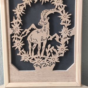 B/Tableau chantournage dentelle bouquetin des alpes dimension 22x30