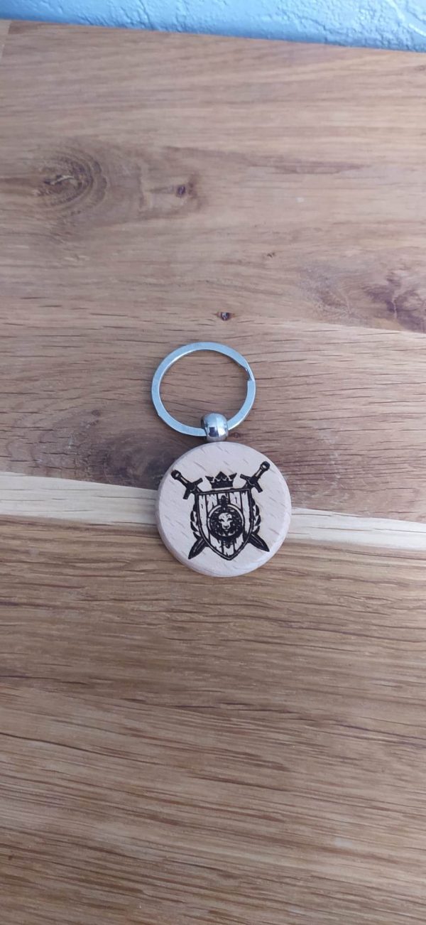 B/porte clés médieval 1 face bouclier épée lion 1 face arbre de vie