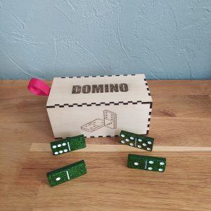 R/Domino- vert pailleté avec boite