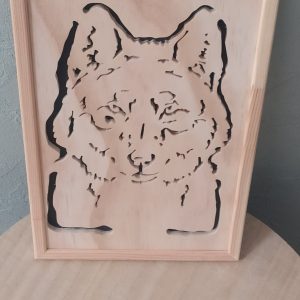 B/Tableau chantourné loup dimension 22x30