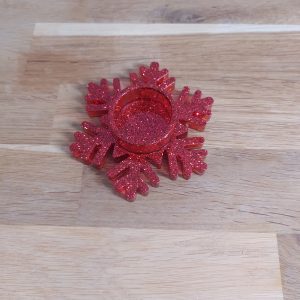 R/bougeoir flocon de neige rouge cristal n° 5