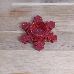 R/bougeoir flocon de neige rouge pailleté n° 4