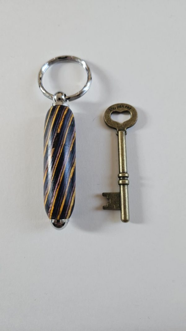B/porte clés tourné en bois multicolore