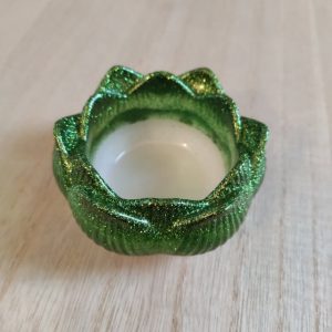 R/Bougeoir fleur de lotus PM- paillettes verte et blanc