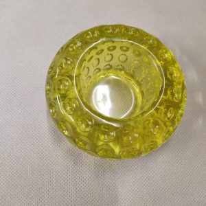 R/Bougeoir boule plat jaune cristal