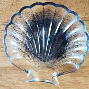 R/Porte savon coquillage transparent paillette noir