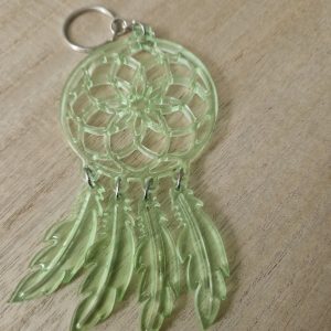 R/Porte clés attrape rêve vert cristal