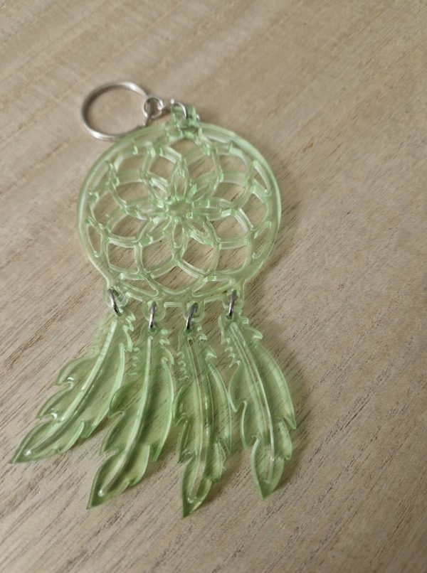 R/Porte clés attrape rêve vert cristal