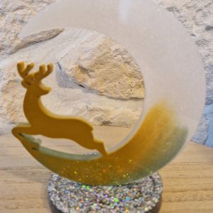 R/Lune- renne sur socle paillette