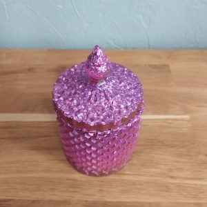 R/Boîte à coton violet paillettes losange