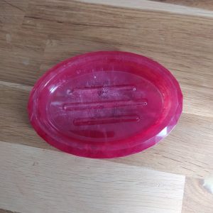 R/Porte savon rouge marbré blanc