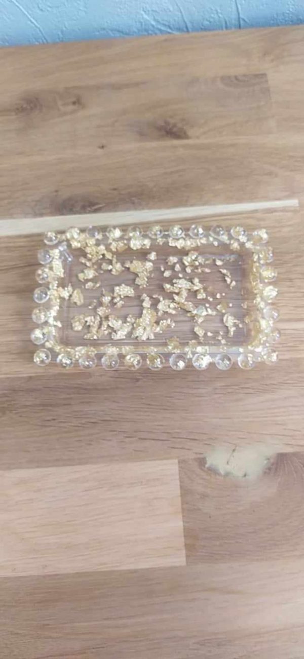 R/porte savon rectangulaire glam feuilles d'or