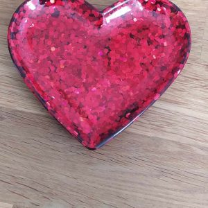 R/vide poche coeur 3d rouge pailleté