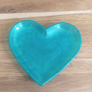 R/vide poche coeur 3d turquoise transparent