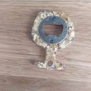 R/decapsuleur verre glam feuilles d'or