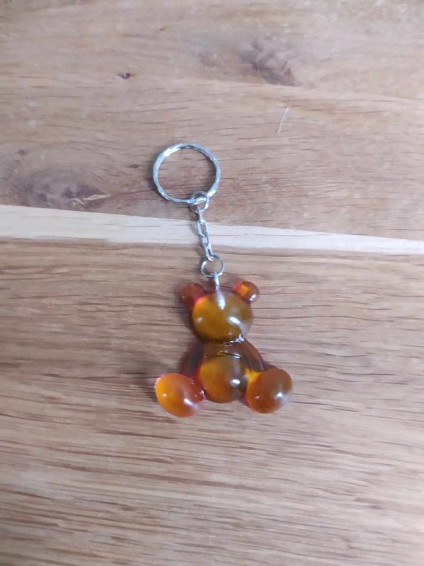 R/porte clés moyen ourson pattes rondes vert orange mauve