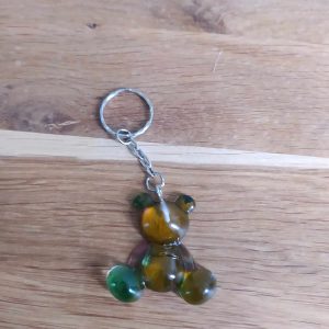 R/porte clés moyen ourson pattes rondes nuancé vert orange