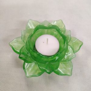 R/Bougeoir fleur de lotus GM -marbre vert blanc