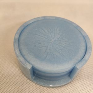 R/dessous de verre avec socle bleu marbré