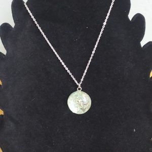 R/collier insert paillettes jaune avec chaine 336