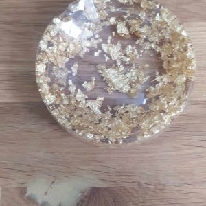 R/cendrier rond glam feuilles d'or