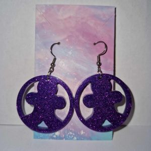 R/boucles d'oreilles rondes violet bonhomme de noël