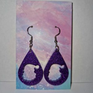 R/boucles d'oreilles goutte d'eau violet père noël