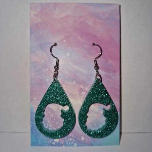 R/boucles d'oreilles goutte d'eau vert père noël