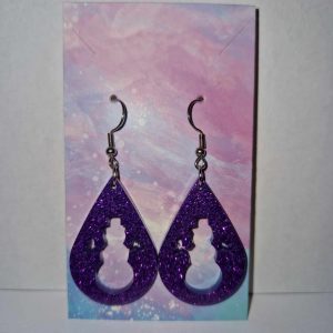R/boucles d'oreilles goutte d'eau violet bonhomme de neige