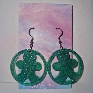 R/boucles d'oreilles rondes vert bonhomme de noël