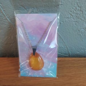 R/collier goutte d'eau jaune avec chaine