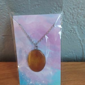 R/collier ovale jaune avec chaine