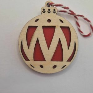 B/boule plate fond rouge motifs triangles