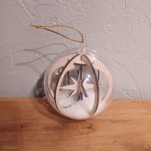 B/boule de noël étoile 3d découpée laser ornée de sa boule de neige