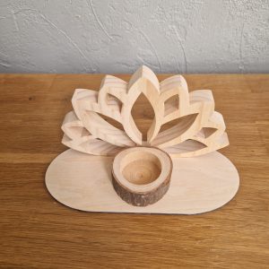 B/bougeoir fleur de lotus en hêtre clair