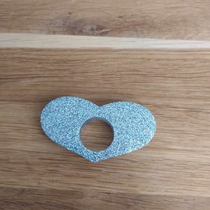 R/bague de lecture gris pailleté forme coeur n° 3