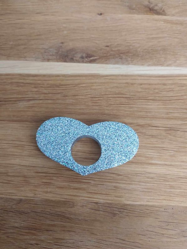 R/bague de lecture gris pailleté forme coeur n° 3