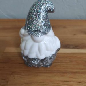 R/gnome de noël paillettes hologramme blanc feuilles argent