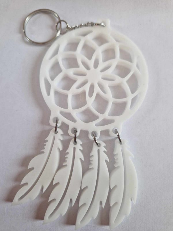 R/porte clés attrape rêves blanc