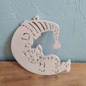 B/lune bonnet motif chat allongé (chantournage)
