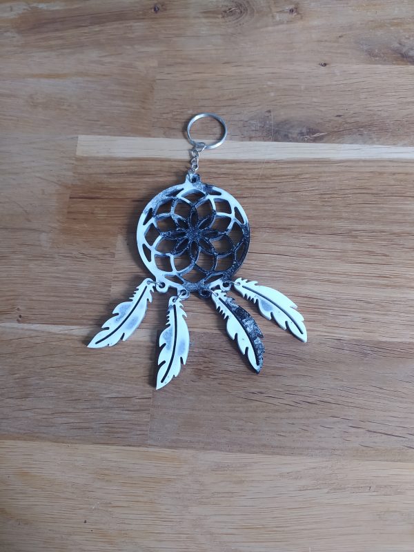 R/porte clés attrape rêves noir et blanc