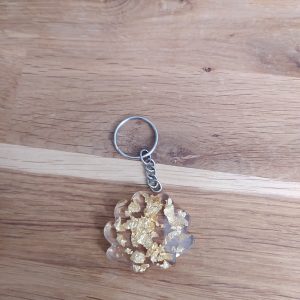 R/porte clés glam forme feuille feuilles or