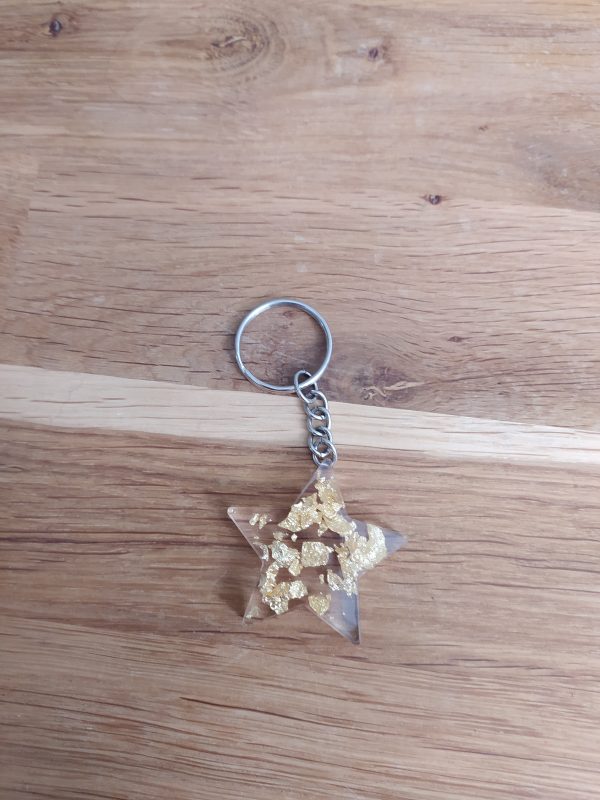 R/porte clés glam étoiles feuilles or