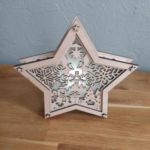 B/étoile lumineuse scène de noël découpée laser (anges) diamètre 19