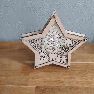 B/étoile lumineuse scène de noël découpée laser (merry christmas) diamètre 19