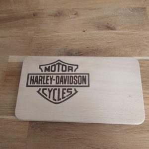B/planche en bois en hêtre gravée laser (logo motor Harley cycles)