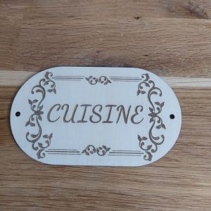 B/plaque de porte (cuisine) gravée laser