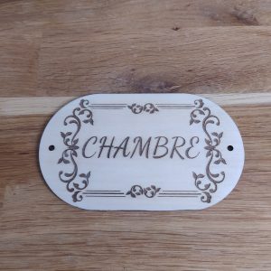B/plaque de porte (chambre) gravée laser