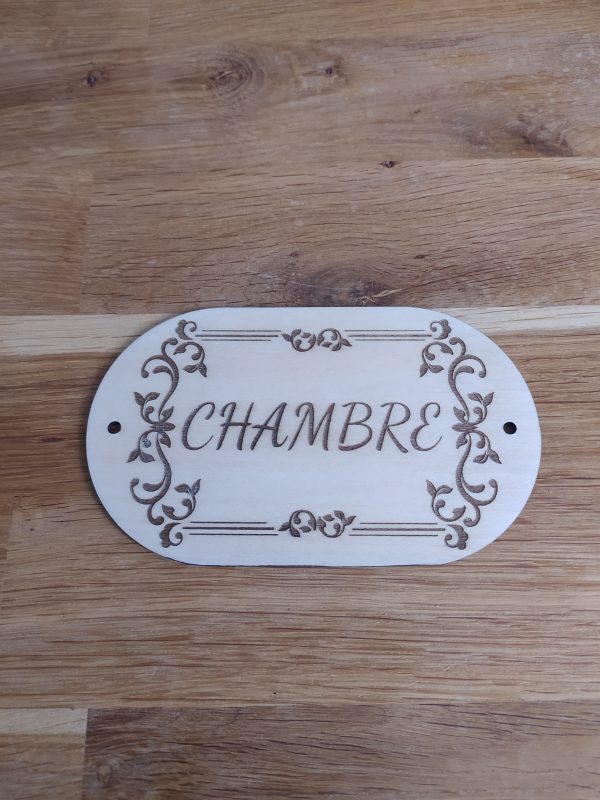 B/plaque de porte (chambre) gravée laser
