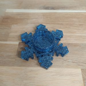 R/bougeoir flocon de neige n° 2 bleu pailleté